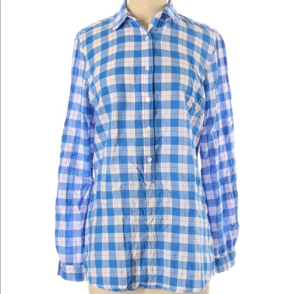 J. McLaughlin Plaid Button Down Top Womens Size XS